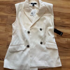Forever 21 - Women's Cream Double-Breasted Vest